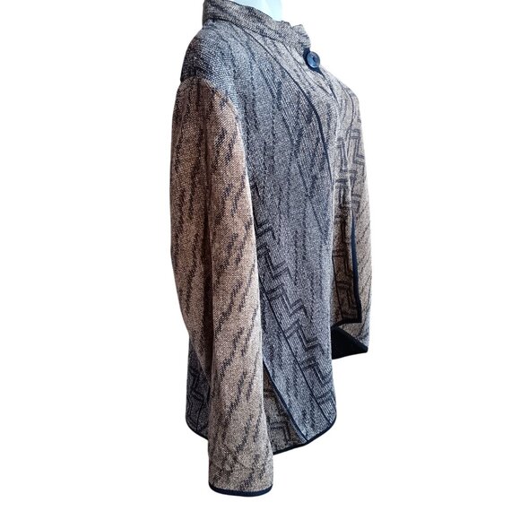 Vtg Womens Cardigan Jacket Maude Andrade Large Reversible Open Geometric Woven - Picture 6 of 7